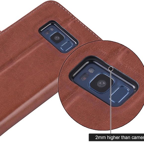 Samsung Galaxy S8 Brown Phone Case Wallet PU Leather Card Slots Money Holder - Picture 5 of 7